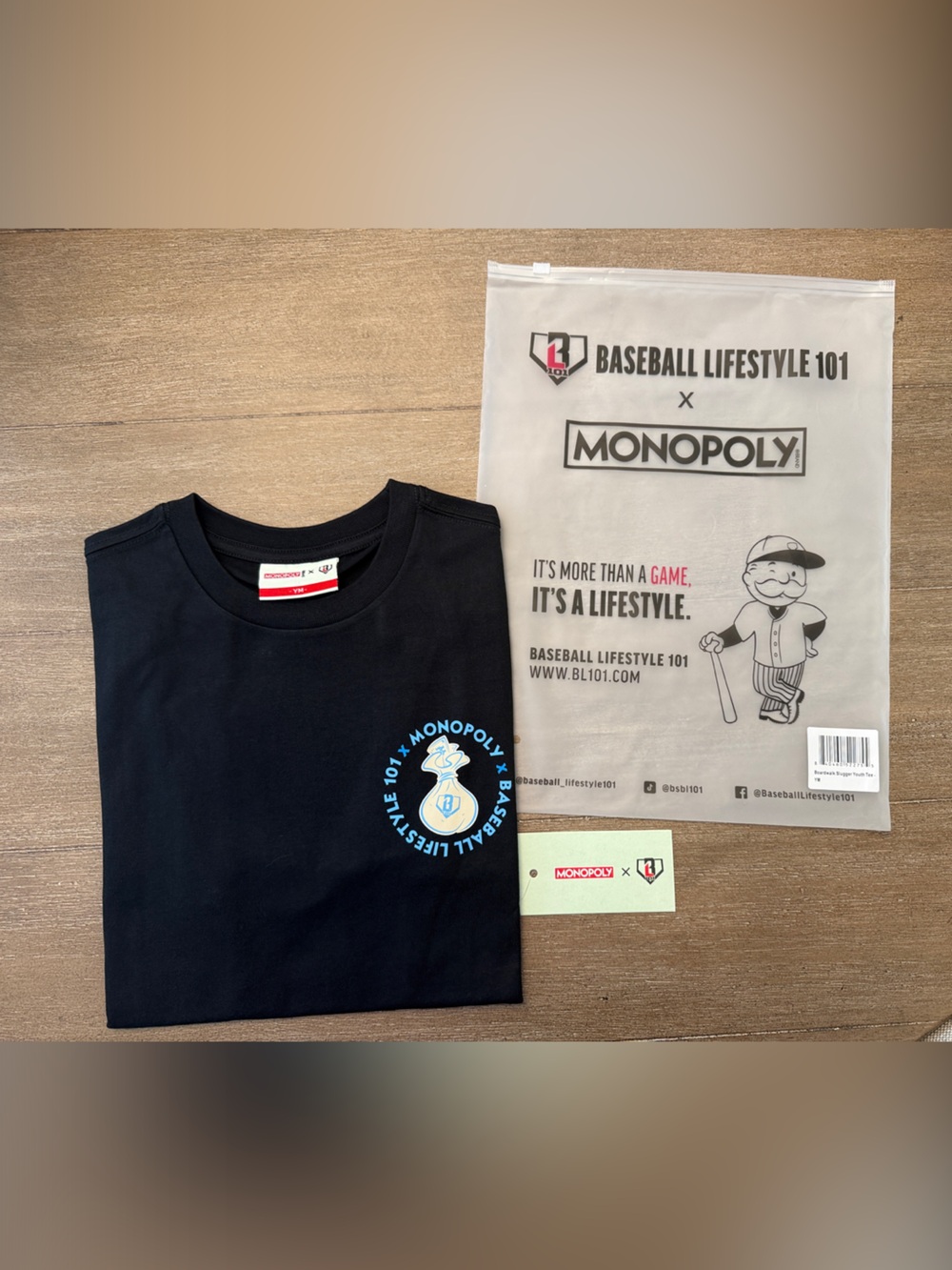 Baseball Lifestyle 101 x Monopoly Boardwalk Slugger Shirt Youth Medium NWT